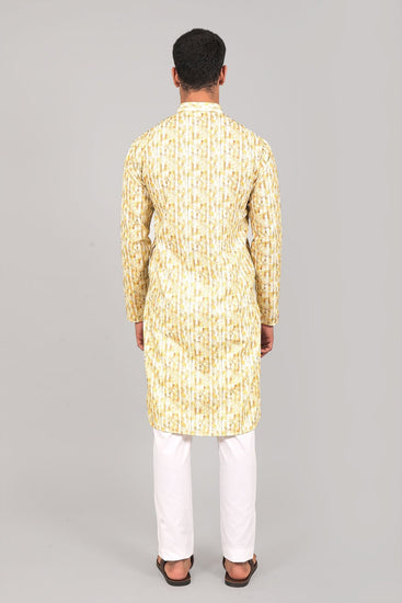 Bluesaanchi Effortlessly Stylish Textured Cream Kurta Set for Men - Veshbhoshaa