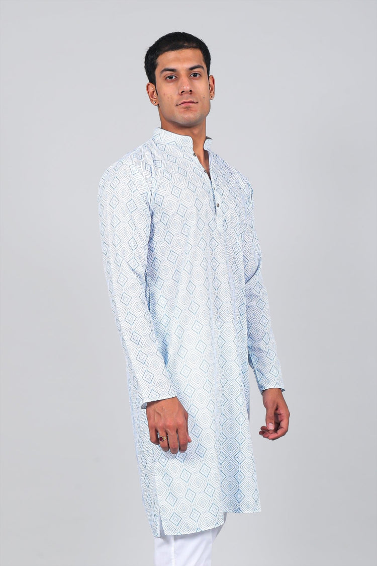 Bluesaanchi Effortlessly Stylish Textured Light Blue Kurta Set for Men - Veshbhoshaa