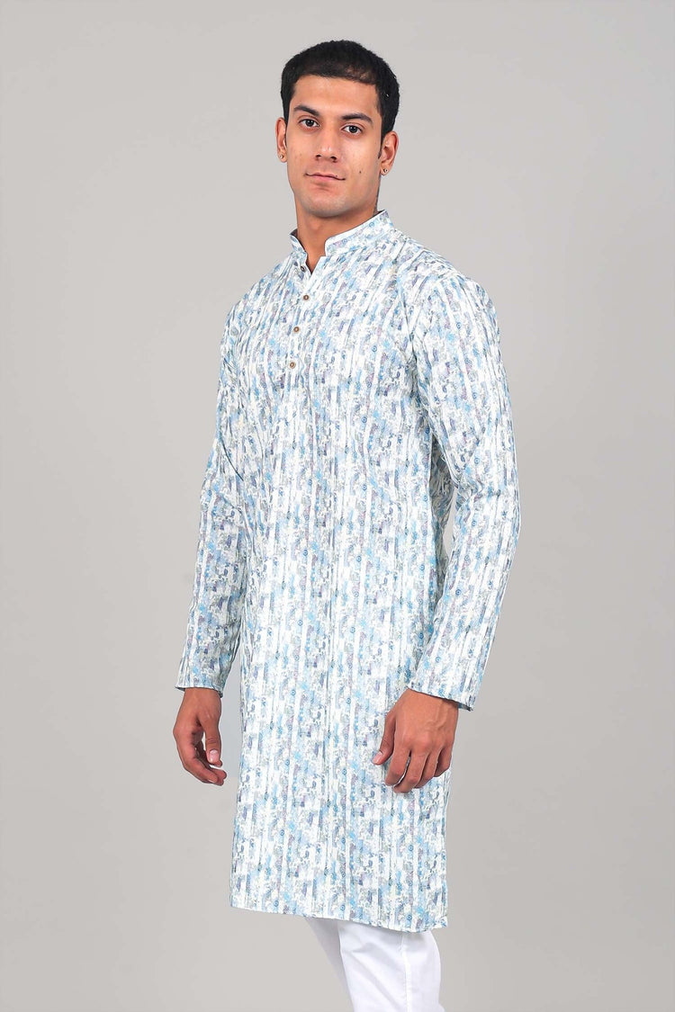 Bluesaanchi Effortlessly Stylish Textured Multicolour Kurta Set for Men - Veshbhoshaa