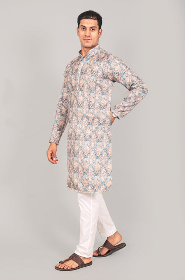 Bluesaanchi Elegantly Casual Cream Textured Kurta set - Veshbhoshaa