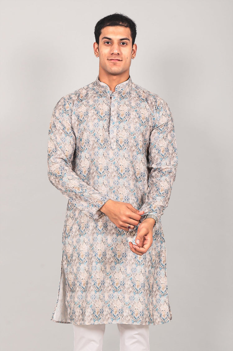 Bluesaanchi Elegantly Casual Cream Textured Kurta set - Veshbhoshaa