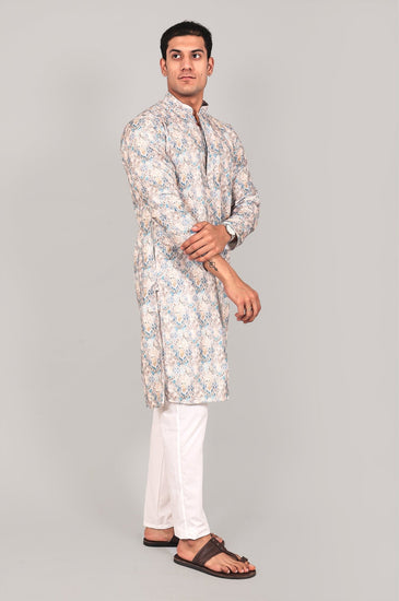 Bluesaanchi Elegantly Casual Cream Textured Kurta set - Veshbhoshaa