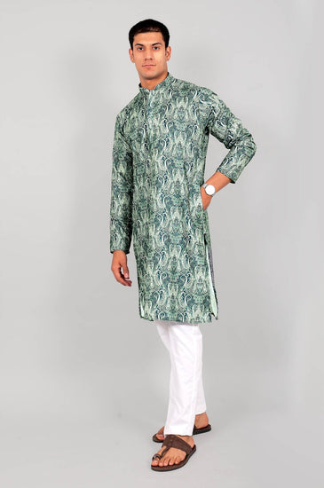 Bluesaanchi Elegantly Casual dark green flower Kurta set - Veshbhoshaa