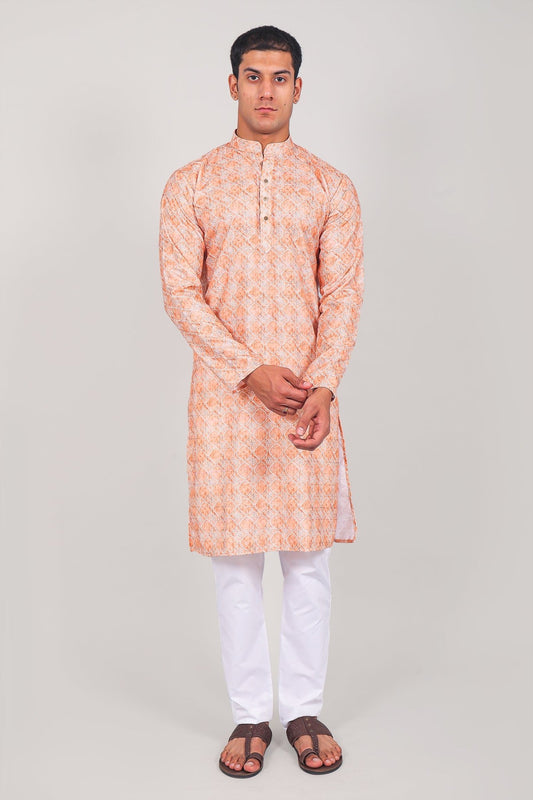 Bluesaanchi Elegantly Casual Salmon Kurta set - Veshbhoshaa