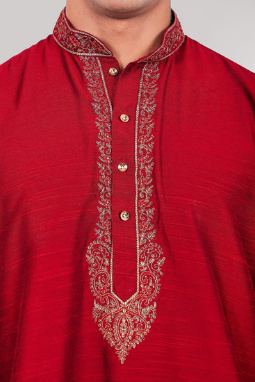 Bluesaanchi Festive Embroidered Maroon Kurta set - Veshbhoshaa