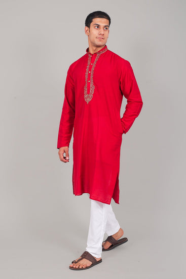 Bluesaanchi Festive Embroidered Red Kurta set - Veshbhoshaa