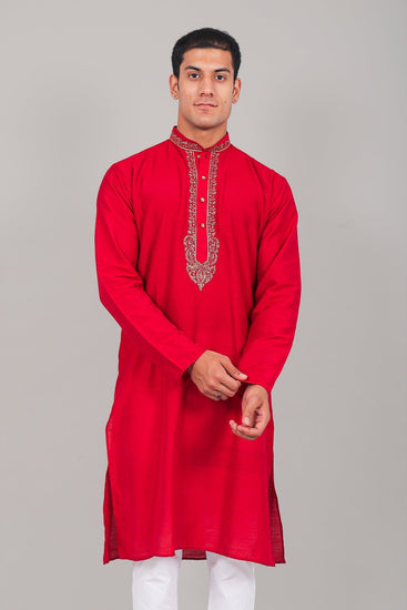 Bluesaanchi Festive Embroidered Red Kurta set - Veshbhoshaa