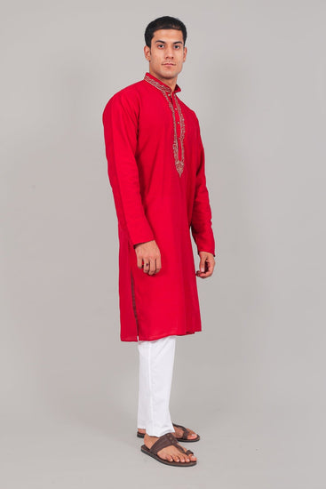 Bluesaanchi Festive Embroidered Red Kurta set - Veshbhoshaa