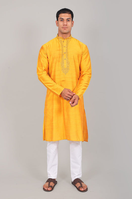 Bluesaanchi Festive Embroidered Yellow Kurta set - Veshbhoshaa