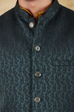 Bluesaanchi Golden Jacquard Waistcoat set - Veshbhoshaa