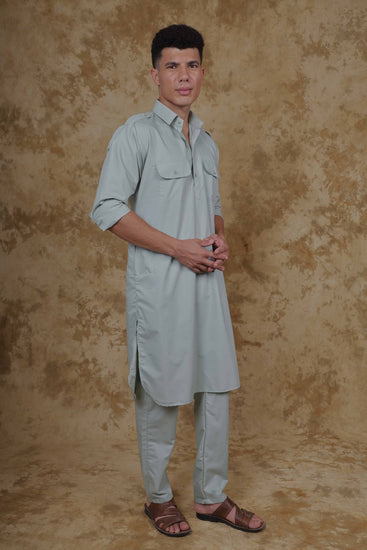 Bluesaanchi Green Pathani Kurta with Trouser Pant - Veshbhoshaa