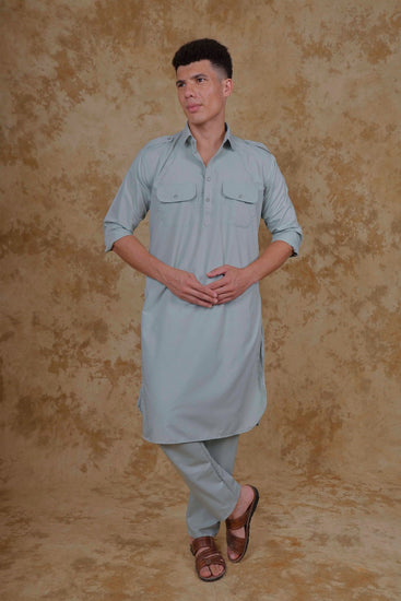 Bluesaanchi Green Pathani Kurta with Trouser Pant - Veshbhoshaa