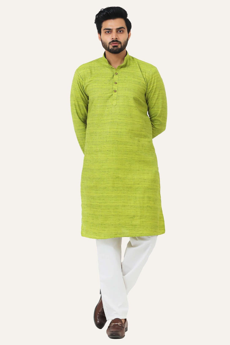 Bluesaanchi Light Green Textured Men's Kurta Set - Veshbhoshaa