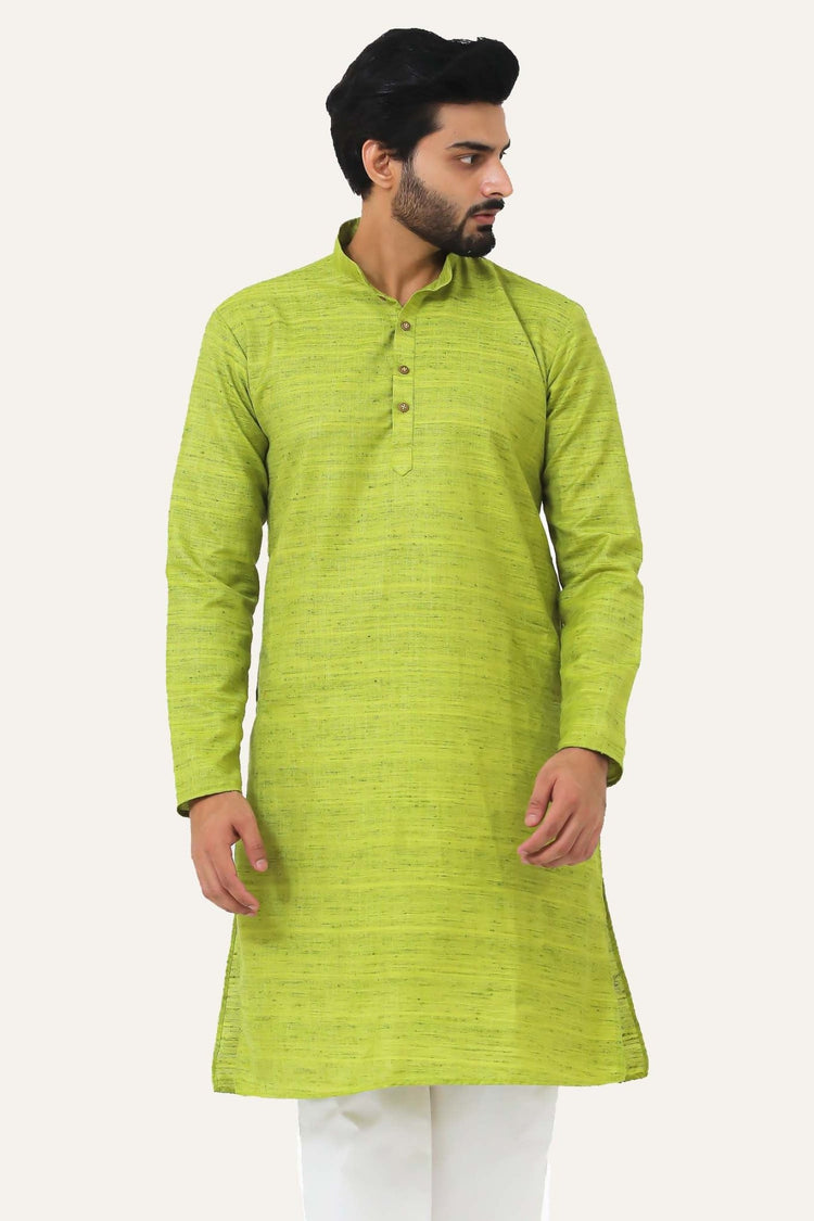 Bluesaanchi Light Green Textured Men's Kurta Set - Veshbhoshaa