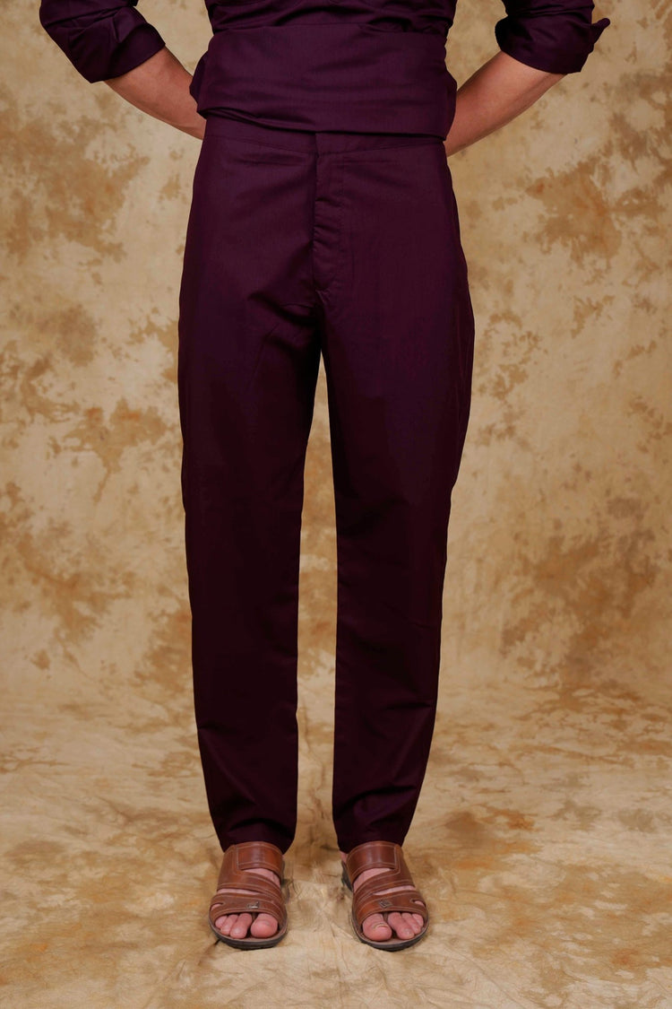 bluesaanchi Maroon Pathani Kurta with Trouser Pant - Veshbhoshaa