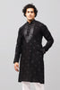 Bluesaanchi Men's Black Kurta Set with Embroidery Motif - Veshbhoshaa