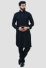 bluesaanchi Men's Black Pathani Cotton Blend - Veshbhoshaa