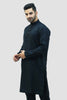 bluesaanchi Men's Black Raw Silk Kurta Set - Veshbhoshaa