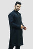 bluesaanchi Men's Black Raw Silk Kurta Set - Veshbhoshaa