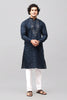 Bluesaanchi Men's Blue Kurta Set with Embroidery Motif - Veshbhoshaa