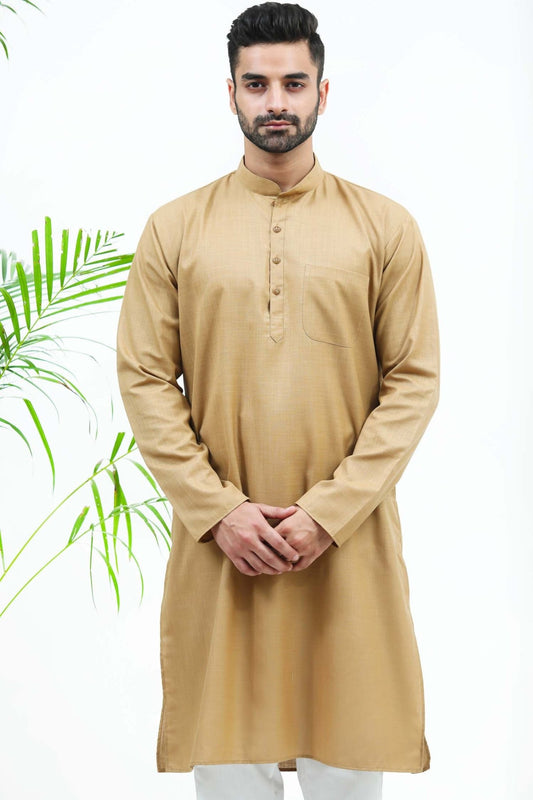 bluesaanchi Men's Brown Color Matka Silk Kurta Set - Veshbhoshaa