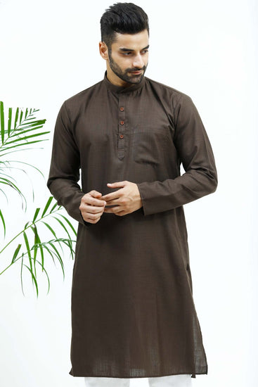 bluesaanchi Men's Brown Matka Silk Kurta Set - Veshbhoshaa