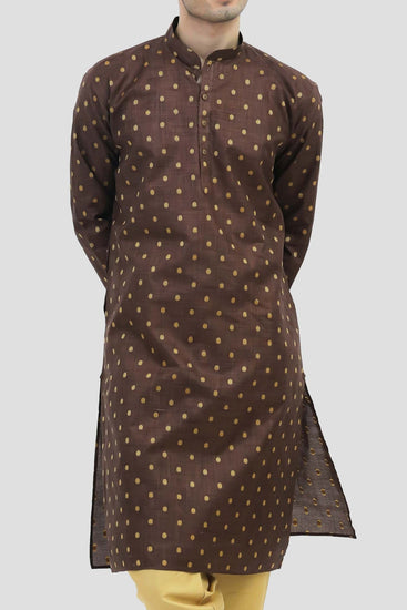 bluesaanchi Men's Brown Silk Kurta Set - Veshbhoshaa