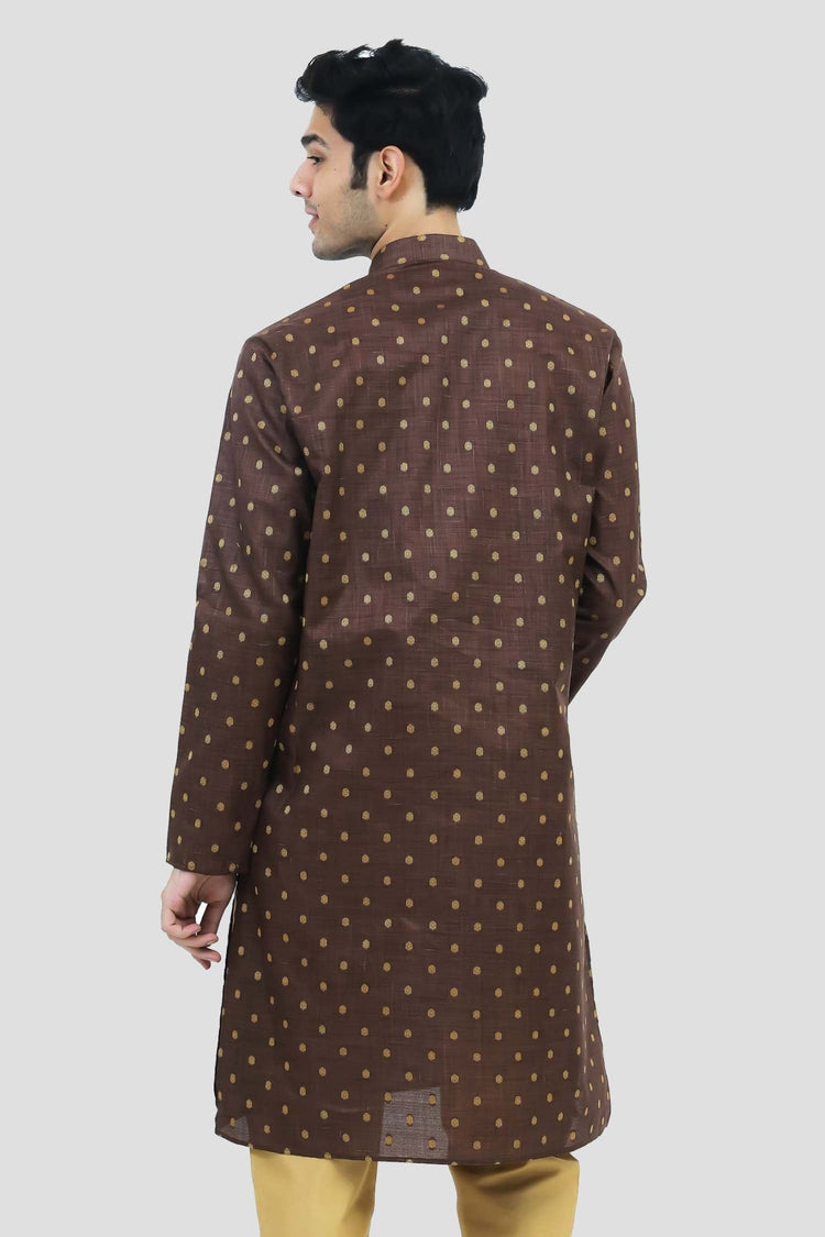 bluesaanchi Men's Brown Silk Kurta Set - Veshbhoshaa