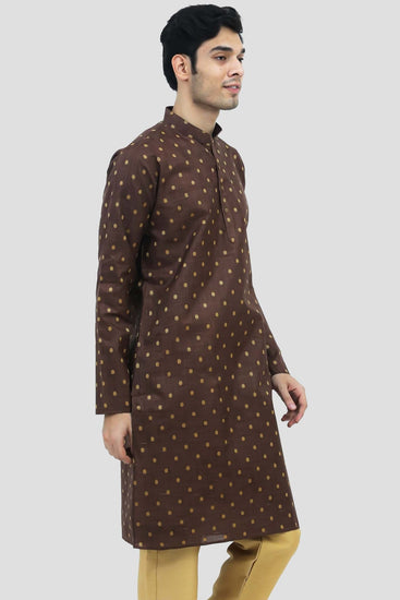 bluesaanchi Men's Brown Silk Kurta Set - Veshbhoshaa