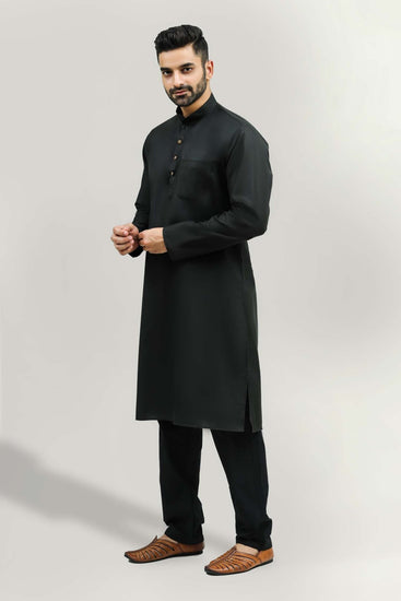 bluesaanchi Men's Casual Black Kurta Set - Veshbhoshaa