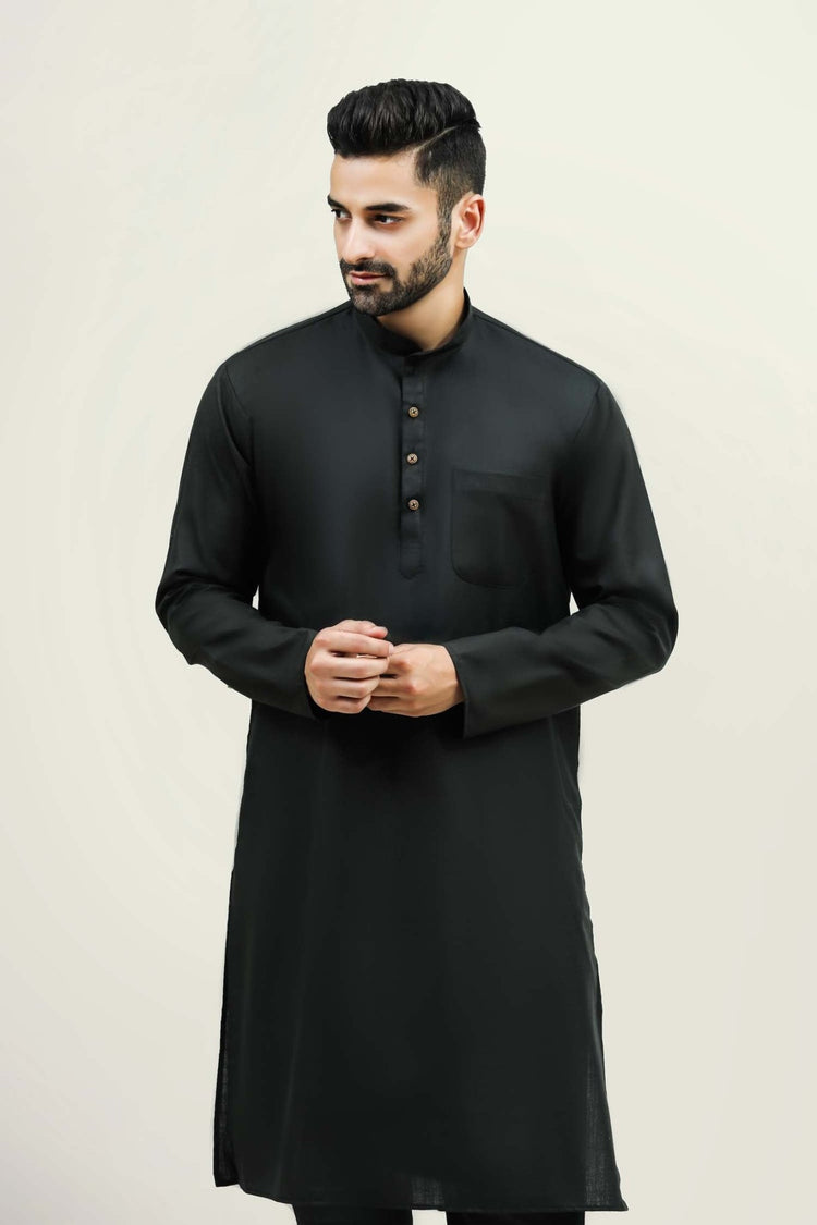 bluesaanchi Men's Casual Black Kurta Set - Veshbhoshaa