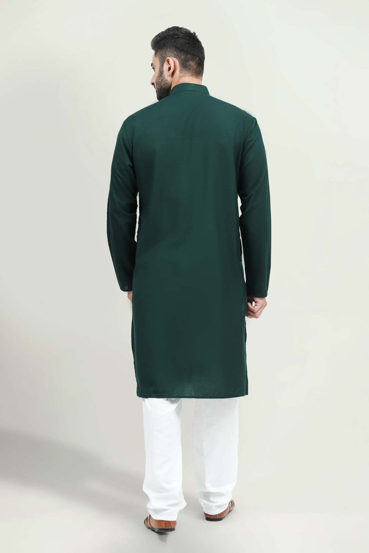 bluesaanchi Men's Casual Dark Green Kurta Set - Veshbhoshaa