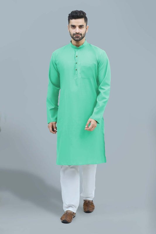 bluesaanchi Men's Casual Green Kurta Set - Veshbhoshaa