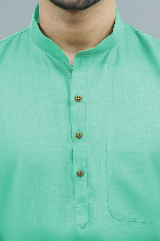 bluesaanchi Men's Casual Green Kurta Set - Veshbhoshaa