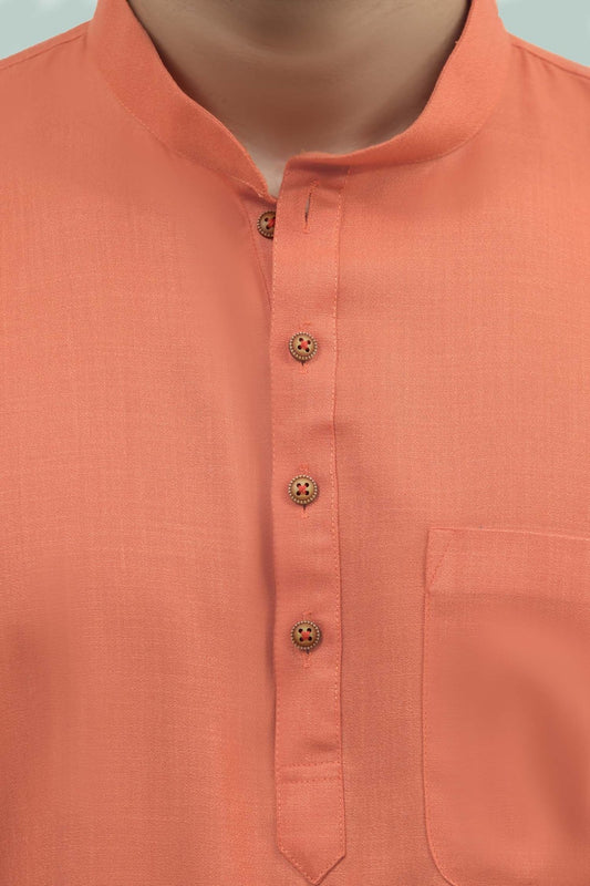 bluesaanchi Men's Casual Orange Kurta Set - Veshbhoshaa