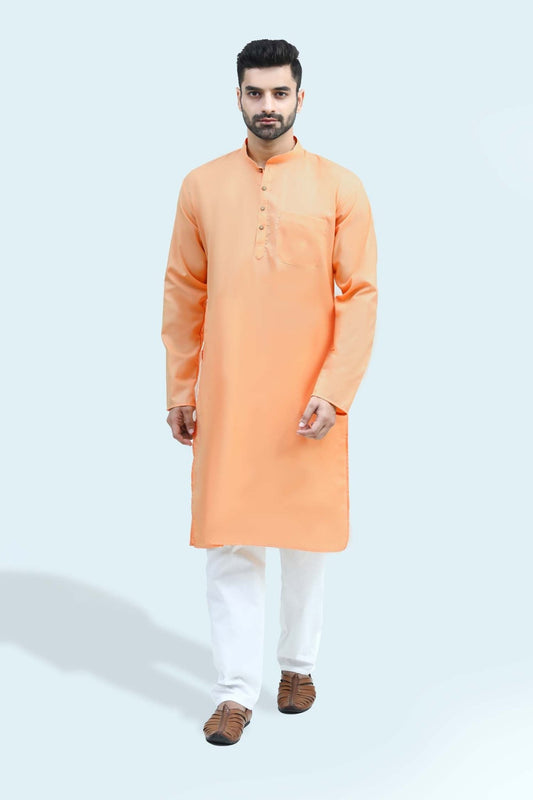 bluesaanchi Men's Casual Peach Kurta Set - Veshbhoshaa