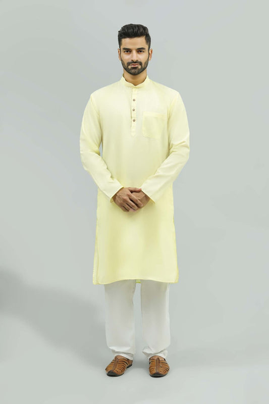 bluesaanchi Men's Casual Yellow Kurta Set - Veshbhoshaa