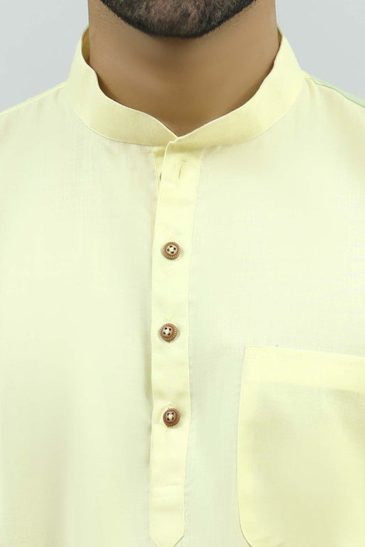 bluesaanchi Men's Casual Yellow Kurta Set - Veshbhoshaa