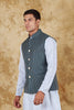 Bluesaanchi Men's Cotton Blend Green Striped Waistcoat - Veshbhoshaa