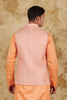 Bluesaanchi Men's Cotton Blend Orange Printed Waistcoat - Veshbhoshaa