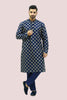 Bluesaanchi Men's Dark Blue Dupion Silk Kurta Set - Veshbhoshaa