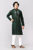 Bluesaanchi Men's Dark Green Kurta Set with Embroidery Motif - Veshbhoshaa