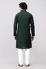 Bluesaanchi Men's Dark Green Kurta Set with Embroidery Motif - Veshbhoshaa