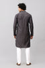 Bluesaanchi Men's Dark Grey Kurta Set with Embroidery Motif - Veshbhoshaa