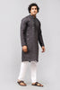 Bluesaanchi Men's Dark Grey Kurta Set with Embroidery Motif - Veshbhoshaa