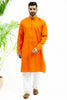 Bluesaanchi Men's Dark Orange Matka Silk Kurta Set - Veshbhoshaa