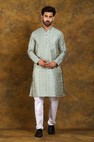 Bluesaanchi Men's Grey Embroidery Kurta Set - Veshbhoshaa