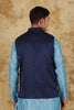 Bluesaanchi Men's Jacquard Blue Waistcoat - Veshbhoshaa