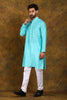 Bluesaanchi Men's Light Blue Zari Embroidery Kurta Set - Veshbhoshaa