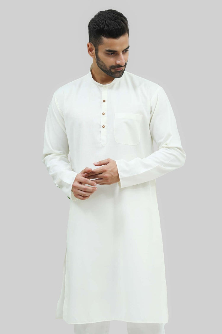 Bluesaanchi Men's Light Cream Silk Kurta Set - Veshbhoshaa